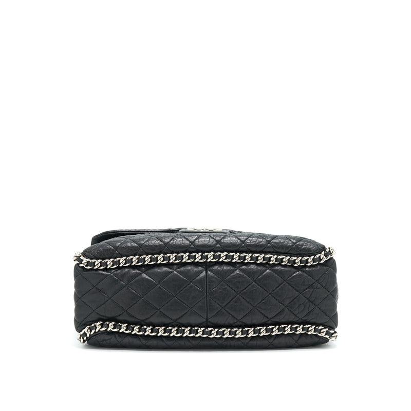 Chanel Quilted Leather Chain Around Maxi Black Ruthenium Hardware