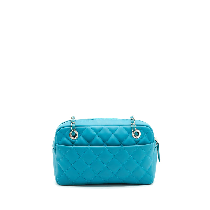 chanel rain bag cover Chanel Quilted Rubberized Lambskin Coco Rain Camera Bag Blue SHW