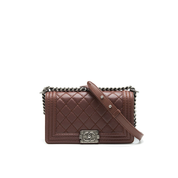 CHANEL MEDIUM BOY CHANEL BAG CHOCOLATE BROWN SHW