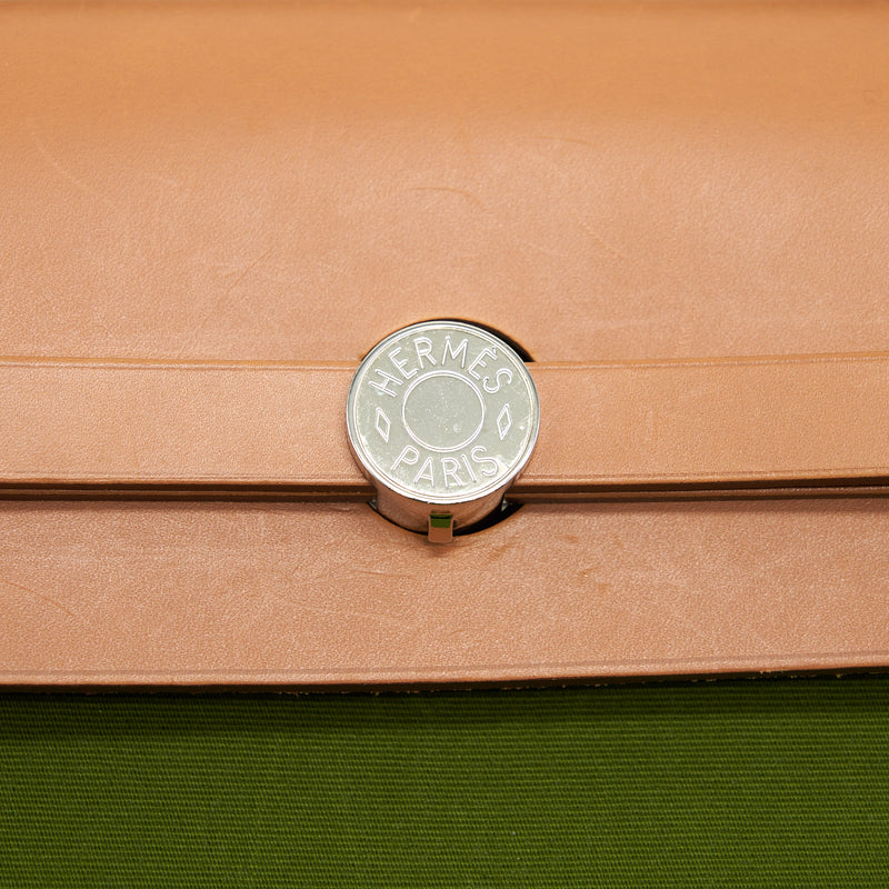 Hermes Herbag Zip 39 Canvas Pelouse/ Nature SHW Stamp Square O