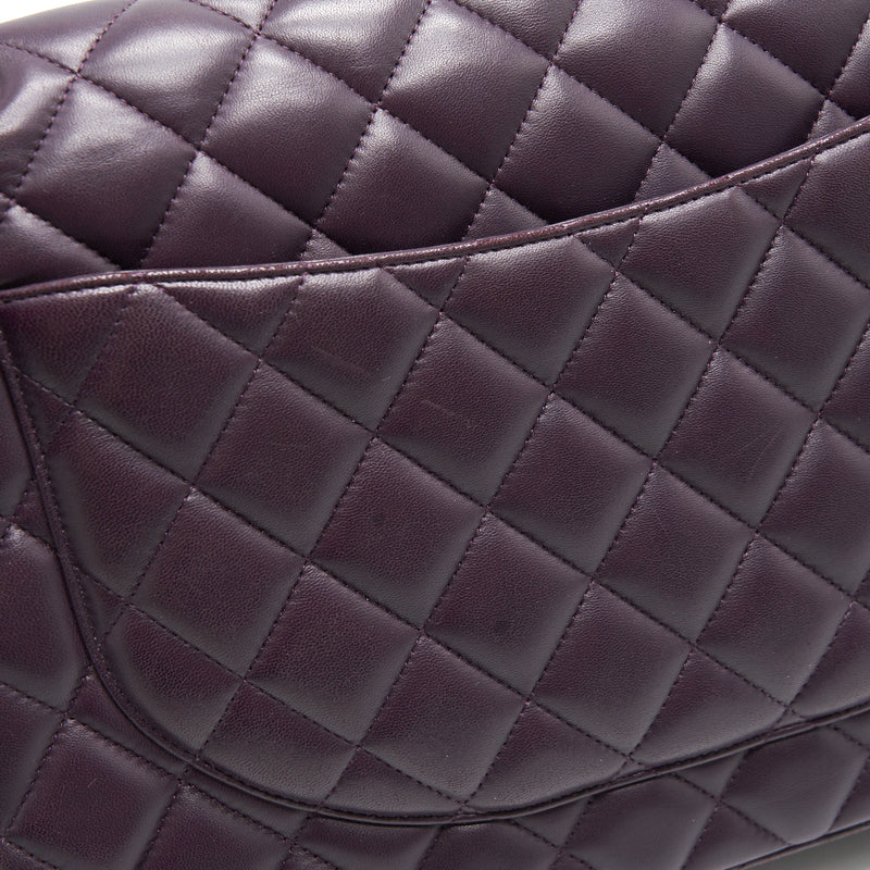 Chanel Maxi Double Flap Bag Lambskin Burgundy SHW