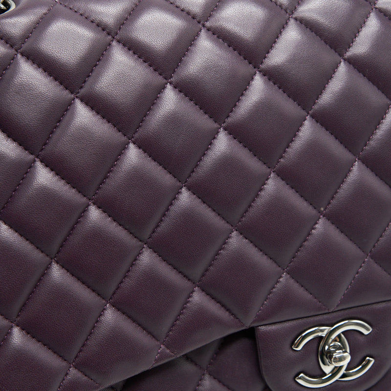 Chanel Maxi Double Flap Bag Lambskin Burgundy SHW