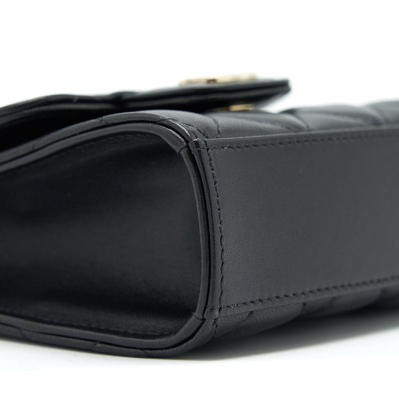 Chanel 22P Top Handle Mini Flap Bag With Chain Lambskin Black LGHW