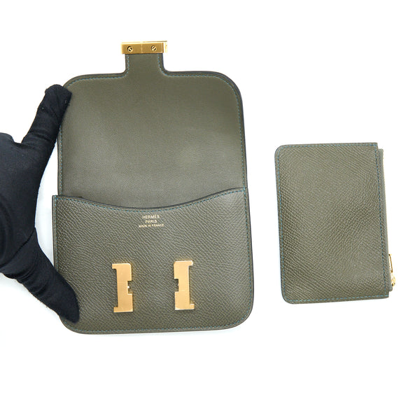 Hermes Constance Slim Epsom Vert De Gris GHW Stamp Z
