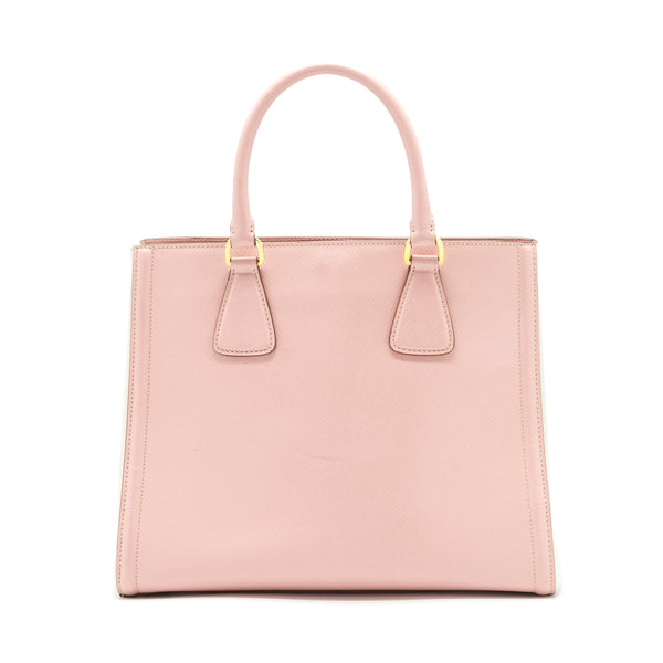 Prada Top Handle Saffiano tote bag Calfskin Pink/ White GHW