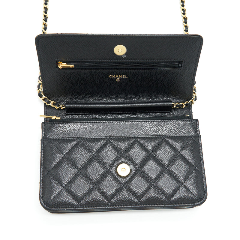 Chanel Classic Wallet On Chain Caviar Black LGHW (Microchip)