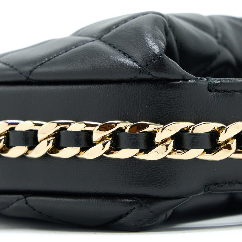 Chanel 23C Round Clutch Lambskin Black LGHW (Microchip)