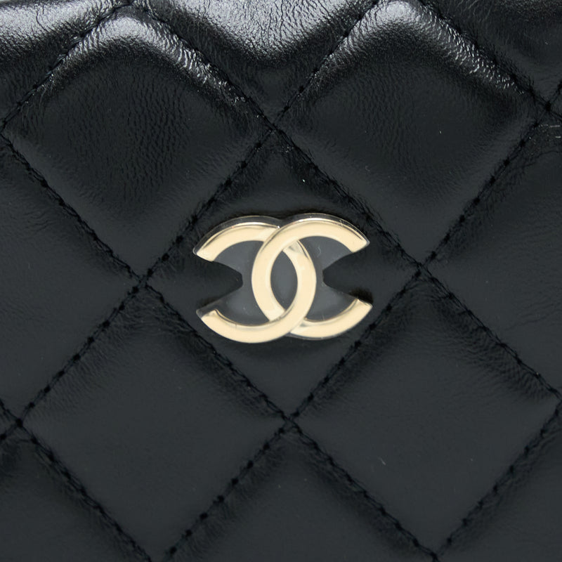 Chanel 23C Round Clutch Lambskin Black LGHW (Microchip)