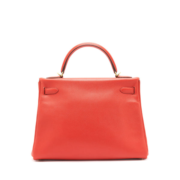 Hermes Kelly 32 Evercolor S5 Rouge Tomate GHW Stamp X