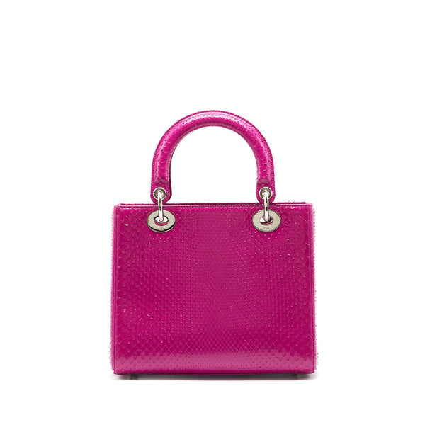 Dior Medium Lady Dior bag Python Dark Pink SHW