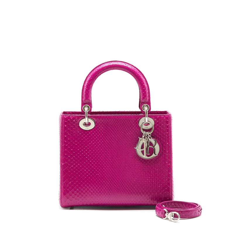 Dior Medium Lady Dior bag Python Dark Pink SHW