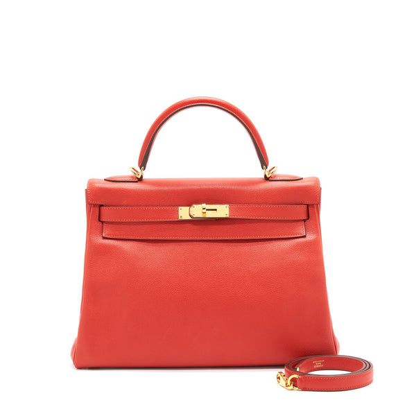 Hermes Kelly 32 Evercolor S5 Rouge Tomate GHW Stamp X