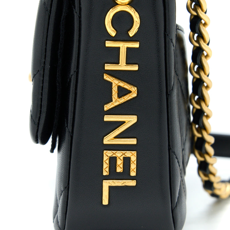 Chanel 21B Seasonal Quilted Square Flap Bag Lambskin Black Brushed GHW (Microchip)