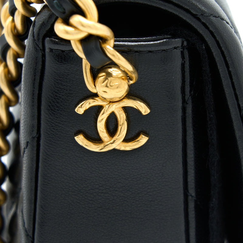 Chanel 21B Seasonal Quilted Square Flap Bag Lambskin Black Brushed GHW (Microchip)