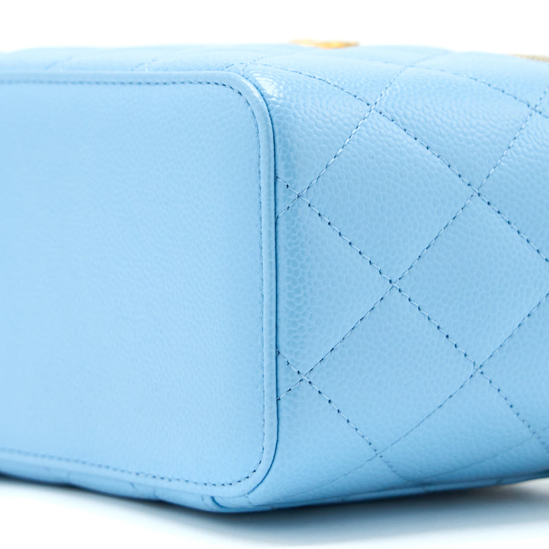 Chanel 22s Letter Top Handle Long Vanity Caviar Blue GHW