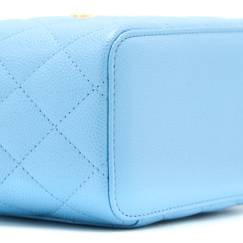 Chanel 22s Letter Top Handle Long Vanity Caviar Blue GHW