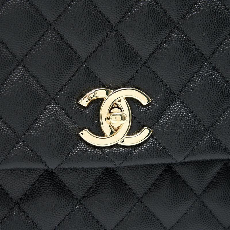Chanel Small Coco Handle Flap Bag Caviar Black LGHW