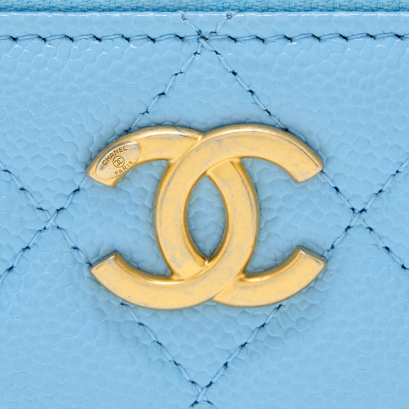 Chanel 22s Letter Top Handle Long Vanity Caviar Blue GHW