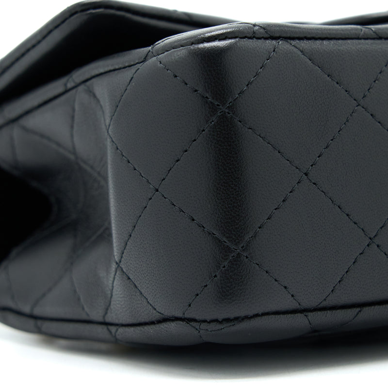 Chanel Top Handle Mini Rectangular Flap Bag Lambskin Black LGHW (Microchip)
