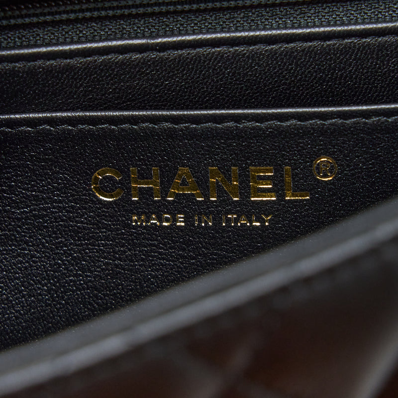 Chanel Top Handle Mini Rectangular Flap Bag Lambskin Black LGHW (Microchip)