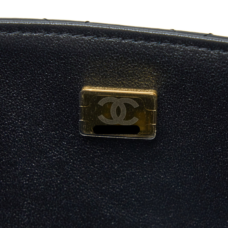 Chanel Top Handle Mini Rectangular Flap Bag Lambskin Black LGHW (Microchip)