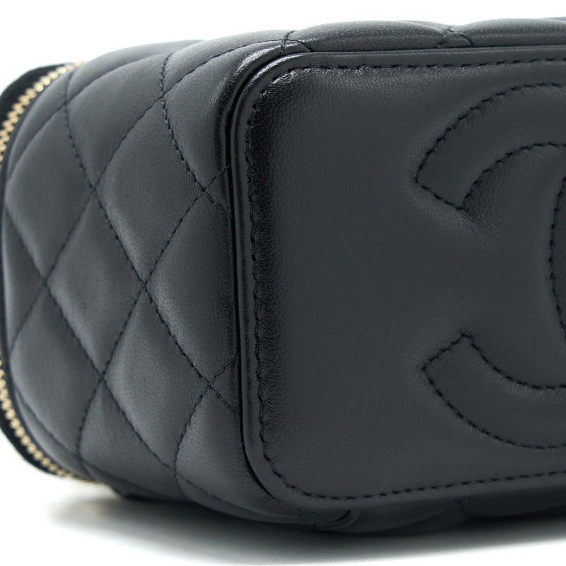 Chanel Top Twist Chain Handle Long Vanity with Chain Lambskin Black Brushed GHW (Microchip)