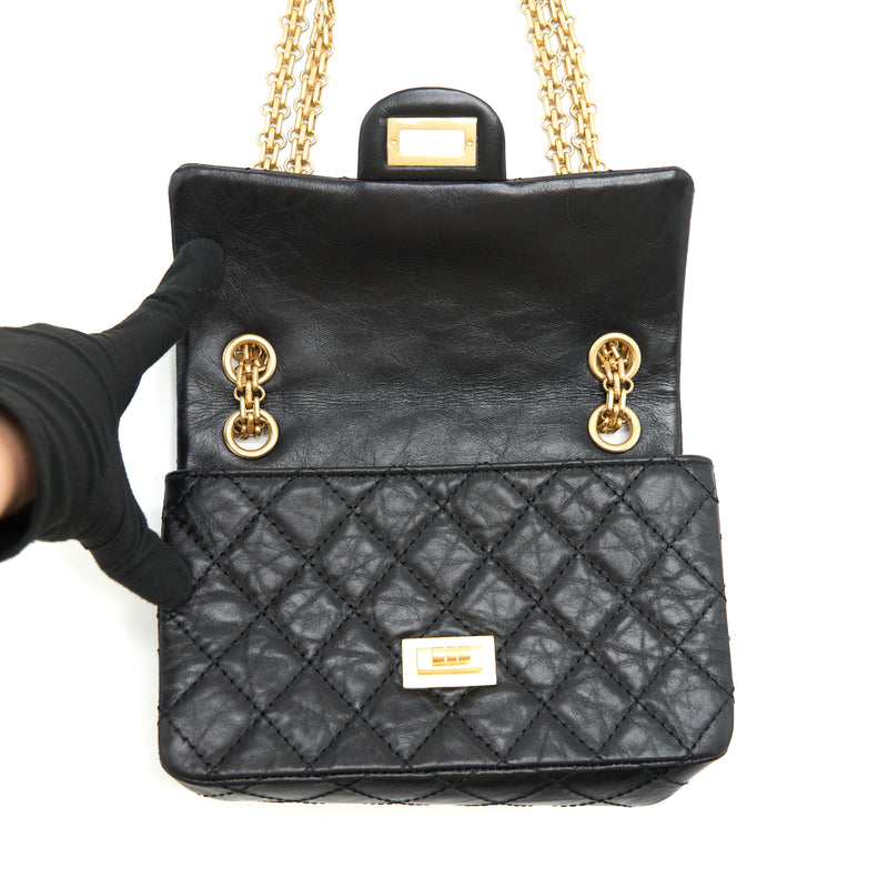 Chanel Mini 2.55 Reissue Flap Bag Aged Calfskin Black Brushed GHW (Microchip)