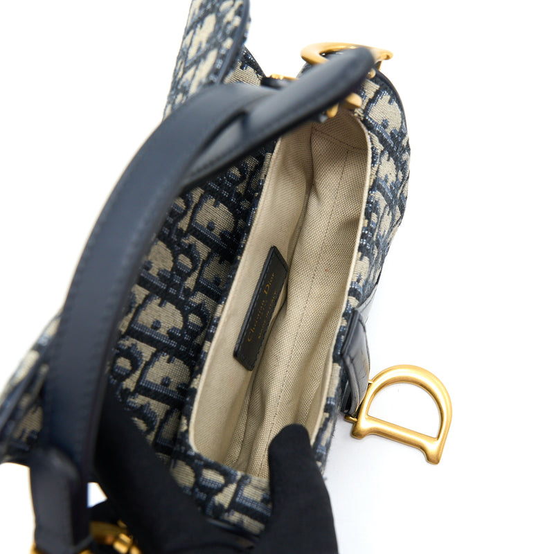 Dior Mini Saddle Blue Oblique GHW