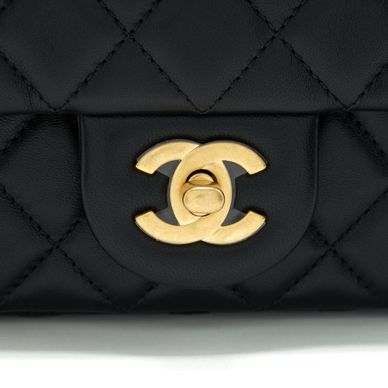 Chanel 22C pearl crush mini Rectangular Lambskin Black GHW (microchip)