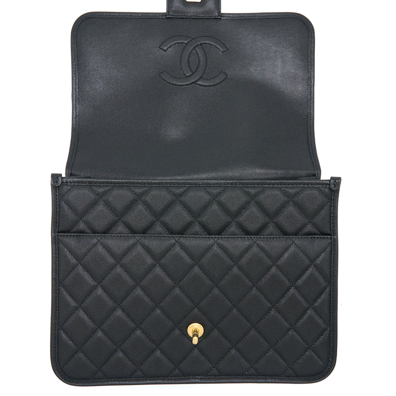 Chanel 22K Large Backpack Caviar Black Brushed GHW (Microchip)