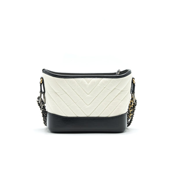 Chanel Chevron Small Gabrielle Hobo Bag White/ Black