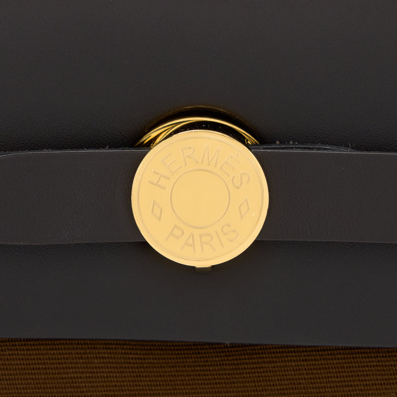 Hermes Herbag 31 Bag Canvas Alezan/Bleu Outremer/ Ebene GHW Stamp U