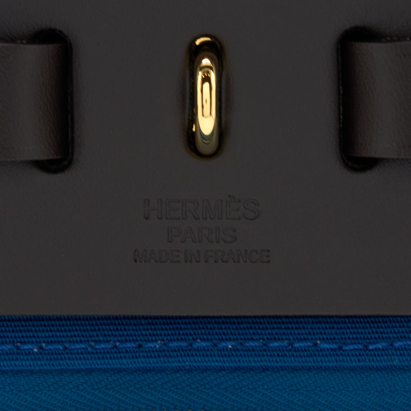 Hermes Herbag 31 Bag Canvas Alezan/Bleu Outremer/ Ebene GHW Stamp U