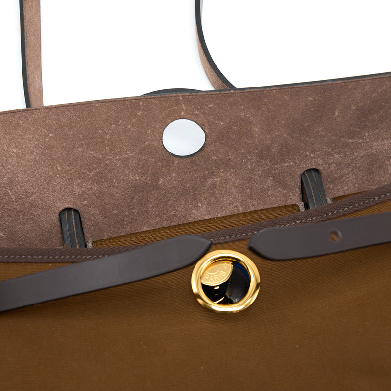 Hermes Herbag 31 Bag Canvas Alezan/Bleu Outremer/ Ebene GHW Stamp U