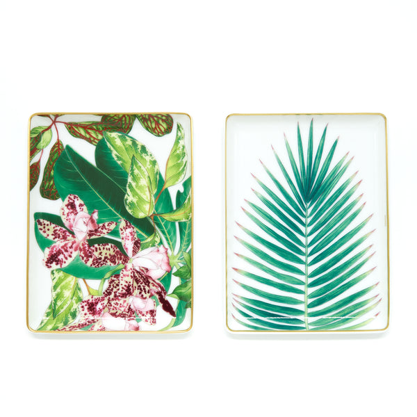Hermes Petit Plateau Passifolia Orchidee/Palme Plate(Sell In A Set)