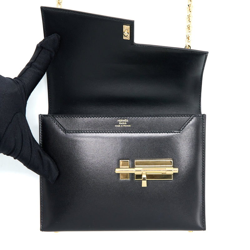 Hermes Mini Verrou Bag Box Black GHW STAMP D