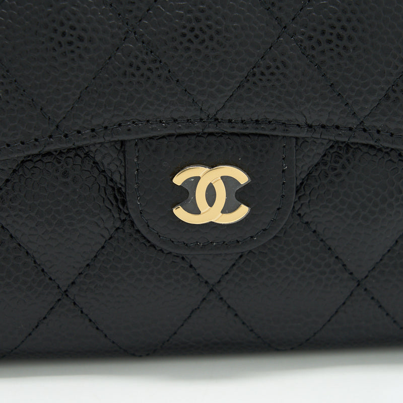 Chanel Black Quilted Caviar Leather Small Compact Flap Wallet - Yoogi's  Closet