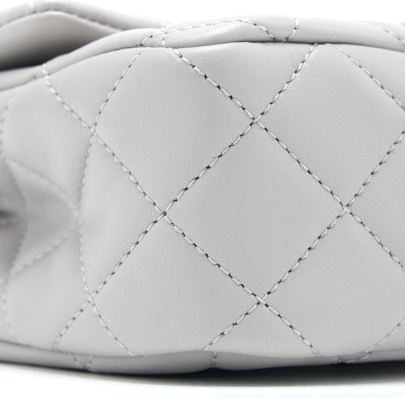 Chanel Pearl Crush Mini Rectangular Flap Bag Lambskin Light Grey GHW (Microchip)