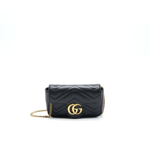 GUCCI GG MARMONT SUPER MINI LEATHER BAG BLACK