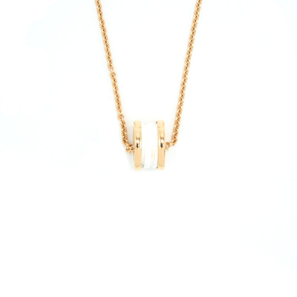 Bvlgari B.Zero Necklace Rose Gold With White Ceramic