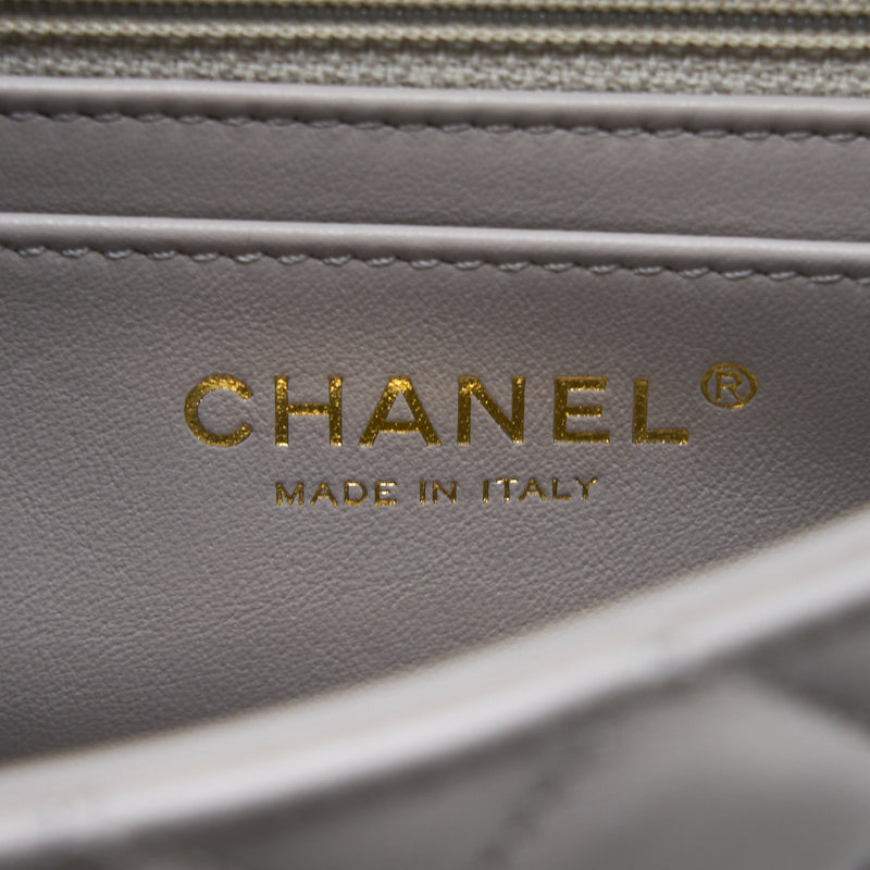 Chanel Pearl Crush Mini Rectangular Flap Bag Lambskin Light Grey GHW (Microchip)
