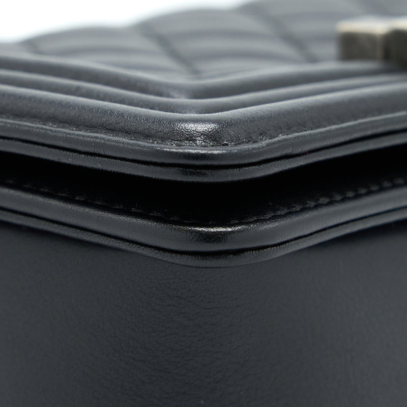 Chanel Small Boy Bag Calfskin Black With Ruthenium Hardware