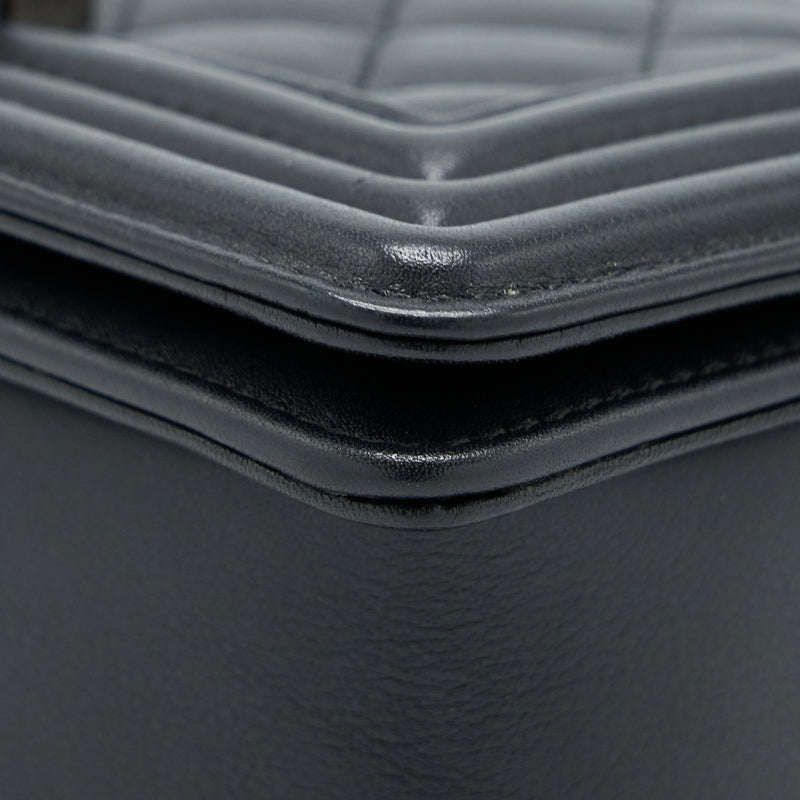Chanel Small Boy Bag Calfskin Black With Ruthenium Hardware