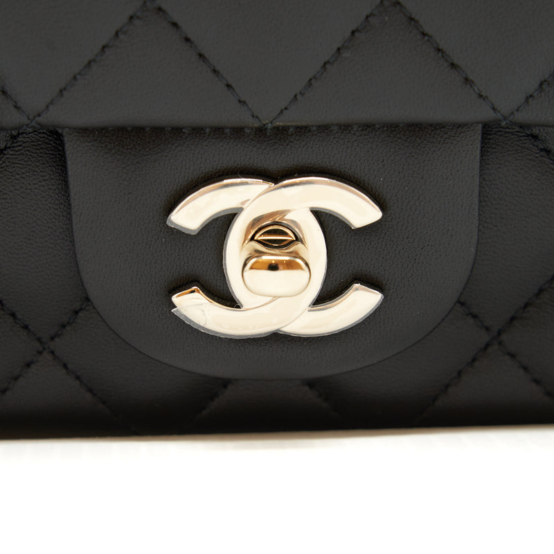 Chanel Mini rectangular flap Bag Lambskin Black LGHW (microchip)