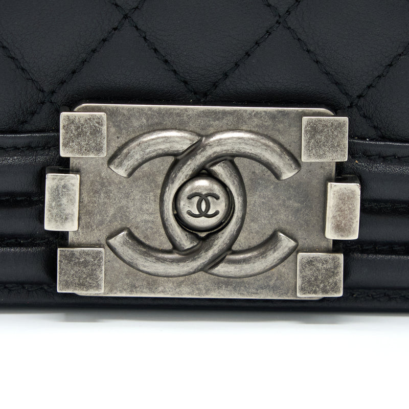 Chanel Small Boy Bag Calfskin Black With Ruthenium Hardware