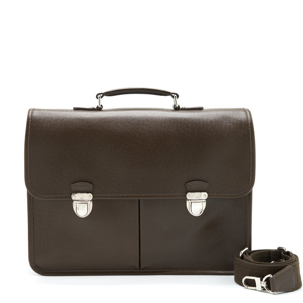 Louis Vuitton Men’s Large Briefcase With Shoulder Strap Dark Brown SHW