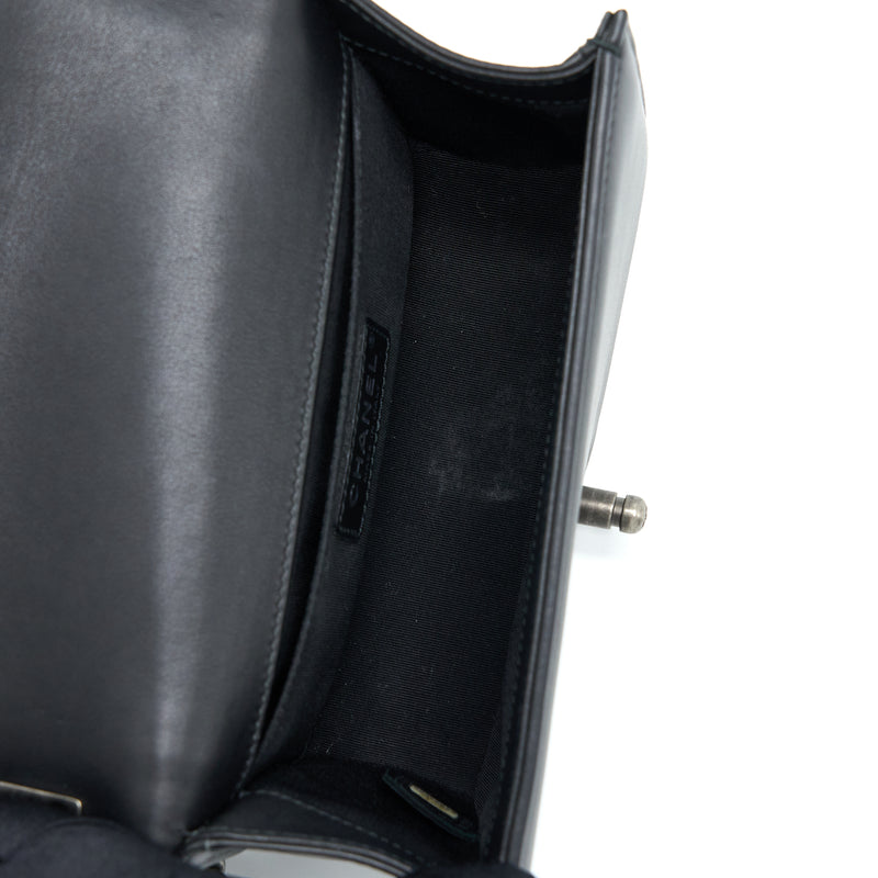 Chanel Small Boy Bag Calfskin Black With Ruthenium Hardware
