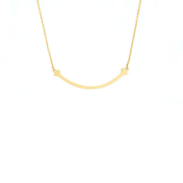 Tiffany Small T Smile Pendant Necklace Yellow Gold