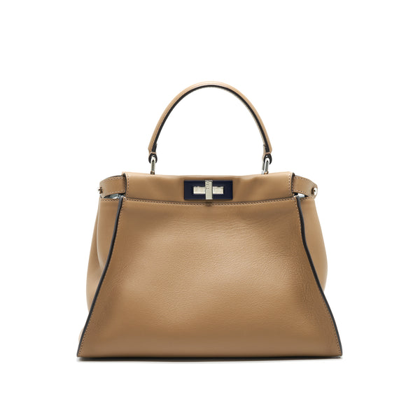FENDI MEDIUM PEEKABOO BAG DARK BEIGE WITH SHW