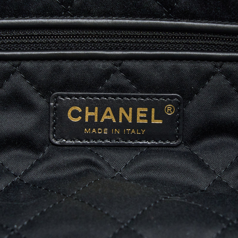 Chanel Medium 22 Bag Gold Letter Shiny Calfskin Black Brushed GHW(Microchip)